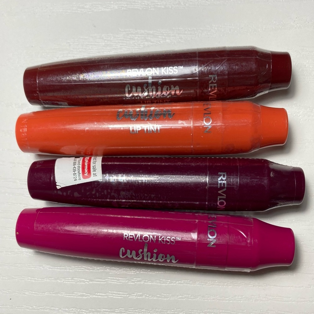 Revlon Kiss Cushion Lip Tint Stain, Mauve Pink Raspberry Bundle #1